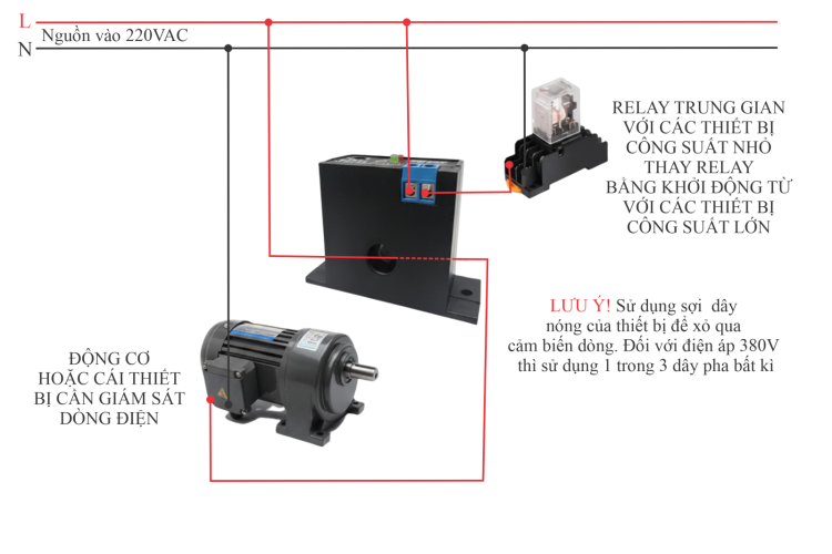 Công tắc cảm biến dòng điện AC M3056 - Thường Đóng (NC)