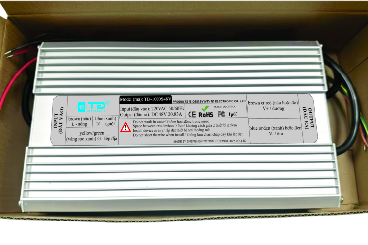 Bộ chuyển đổi nguồn AC/DC 220VAC - 48VDC  1000W TD-1000S48V