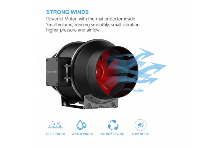 Quạt hút ống dẫn động cơ EC phi 150mm 6 inch - Inline duct fan EC 150mm 6 inch